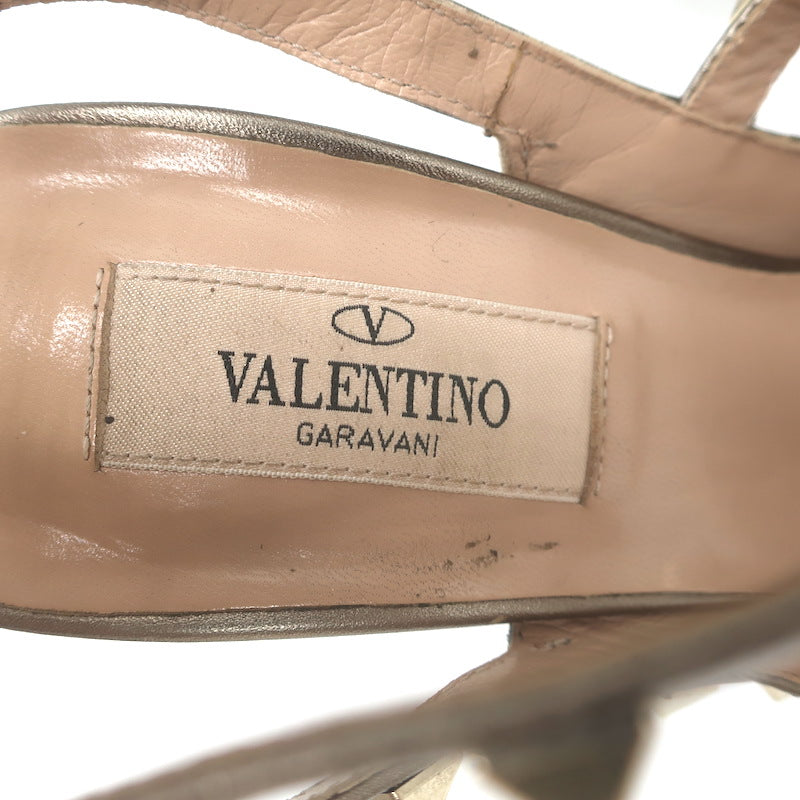 Valentino Rockstud Cheetah Print Calf Hair Pumps Gold Metallic Leather Size 37.5