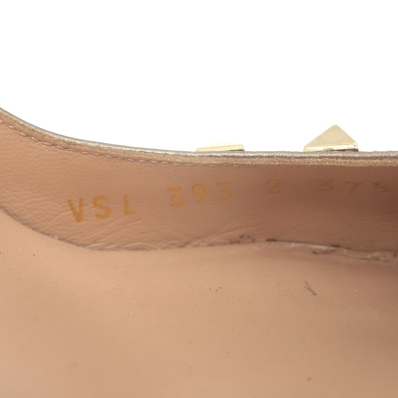 Valentino Rockstud Cheetah Print Calf Hair Pumps Gold Metallic Leather Size 37.5