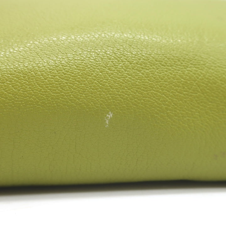 Hermes 2002 Karo GM Pouch Vert Anis Chevre Mysore Leather Cosmetic Bag