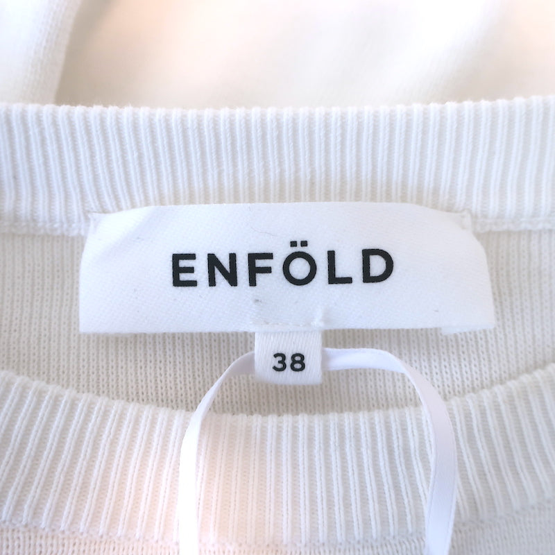 Enfold Ribbed Knit-Sleeve Top Cream Cotton Size 38