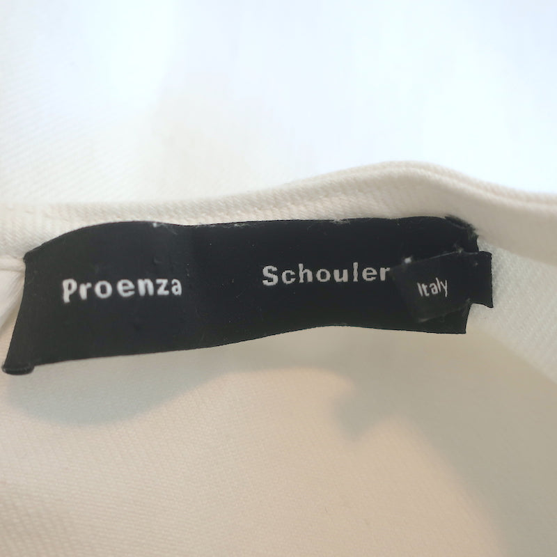 Proenza Schouler Ruffle-Trimmed Sleeveless Mini Dress White Stretch Denim Size 2