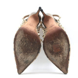 Valentino Rockstud Cheetah Print Calf Hair Pumps Gold Metallic Leather Size 37.5