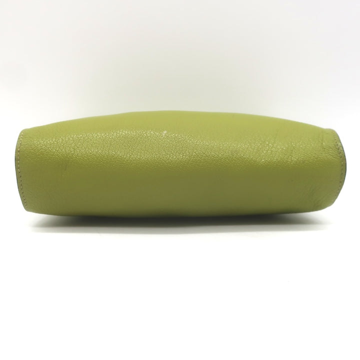 Hermes 2002 Karo GM Pouch Vert Anis Chevre Mysore Leather Cosmetic Bag