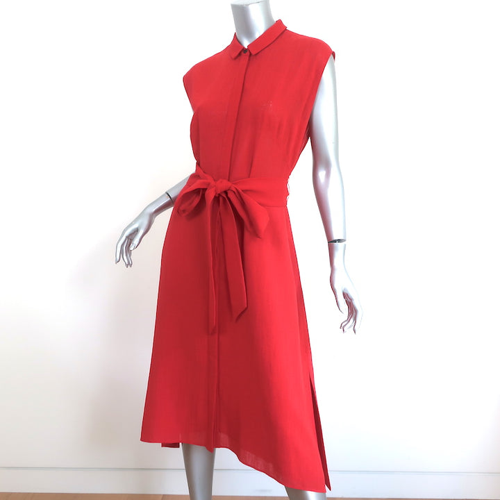 Cefinn Handkerchief Hem Shirtdress Thea Red Voile Size 6 Sleeveless Midi Dress