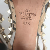 Valentino Rockstud Cheetah Print Calf Hair Pumps Gold Metallic Leather Size 37.5