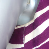 Oscar de la Renta Zebra Stripe Mini Dress Plum/White Stretch Cotton Size 8