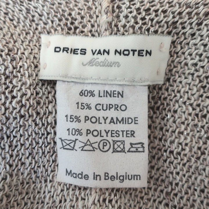 Dries Van Noten Metallic Short Sleeve Cardigan Beige/Gold Size Medium