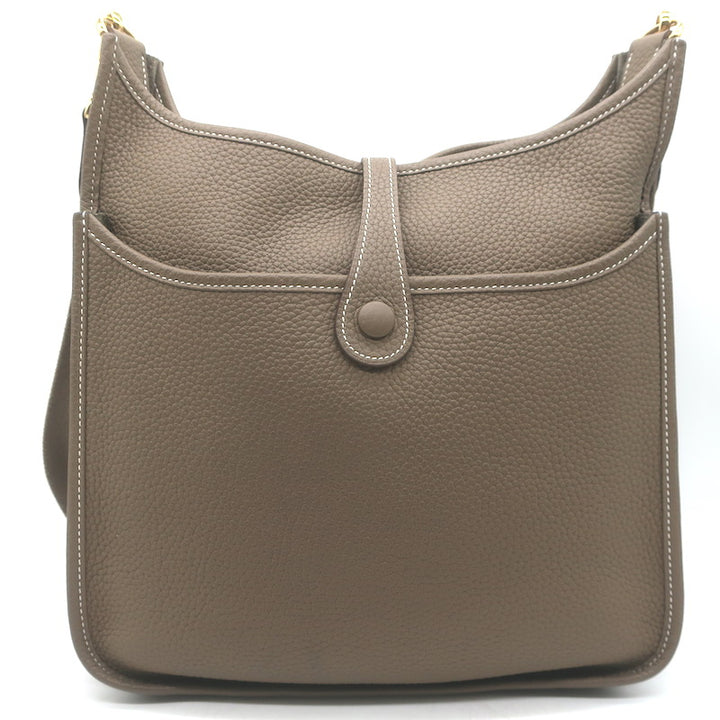 Hermes Evelyne III 29 PM Bag Etoupe Taurillon Clemence Leather Gold Hardware NEW