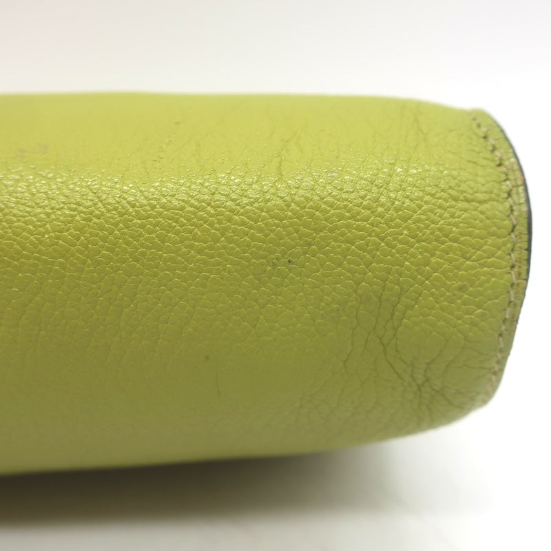Hermes 2002 Karo GM Pouch Vert Anis Chevre Mysore Leather Cosmetic Bag