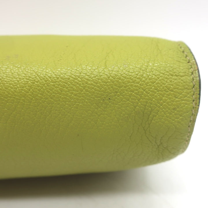 Hermes 2002 Karo GM Pouch Vert Anis Chevre Mysore Leather Cosmetic Bag