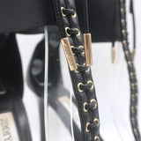 Jimmy Choo Mahine Lace-Up T-Strap Sandals Black Leather Size 37.5