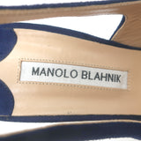 Manolo Blahnik Allura 105 Slingback Pumps Navy Suede Size 39.5 Pointed Toe Heels