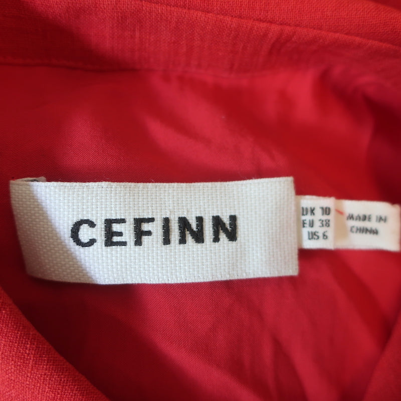 Cefinn Handkerchief Hem Shirtdress Thea Red Voile Size 6 Sleeveless Midi Dress