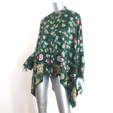 La DoubleJ Foulard Shirt Green Printed Silk Twill Size Small Oversize Blouse