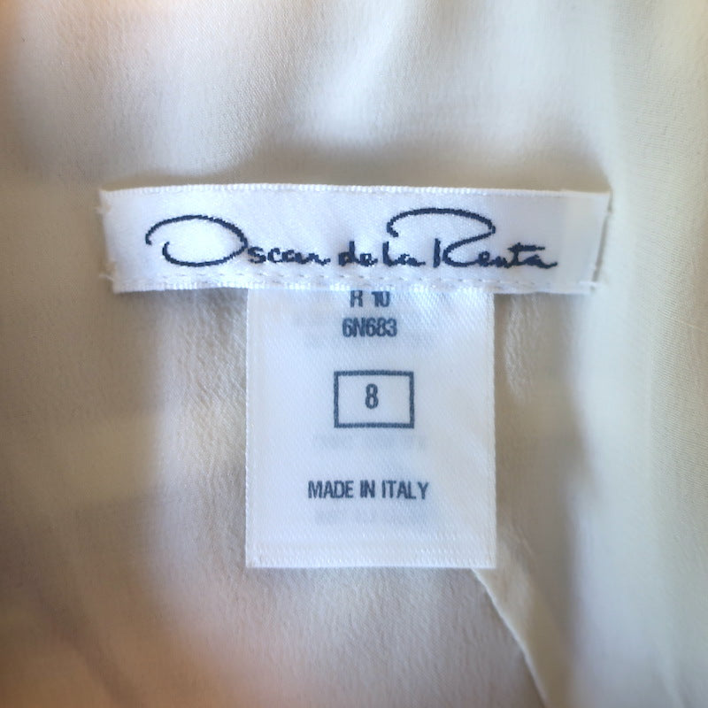 Oscar de la Renta Zebra Stripe Mini Dress Plum/White Stretch Cotton Size 8