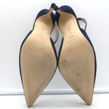 Manolo Blahnik Allura 105 Slingback Pumps Navy Suede Size 39.5 Pointed Toe Heels