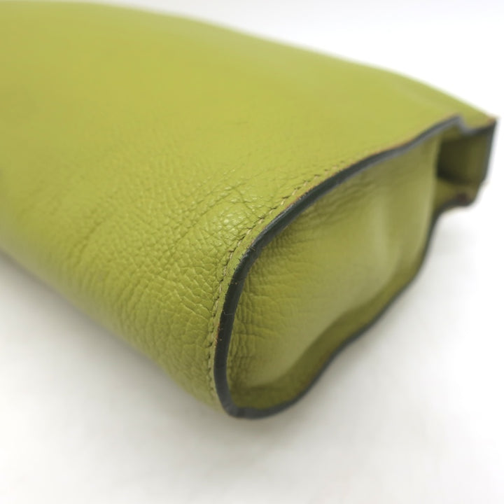 Hermes 2002 Karo GM Pouch Vert Anis Chevre Mysore Leather Cosmetic Bag