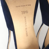 Manolo Blahnik Allura 105 Slingback Pumps Navy Suede Size 39.5 Pointed Toe Heels
