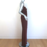 Zara Lace-Trimmed Maxi Slip Dress Burgundy Satin Size Large NEW