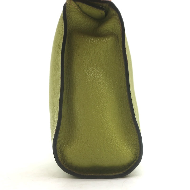 Hermes 2002 Karo GM Pouch Vert Anis Chevre Mysore Leather Cosmetic Bag