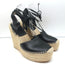 Saint Laurent Platform Espadrille Wedge Sandals Black Leather Size 40
