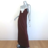 Zara Lace-Trimmed Maxi Slip Dress Burgundy Satin Size Large NEW