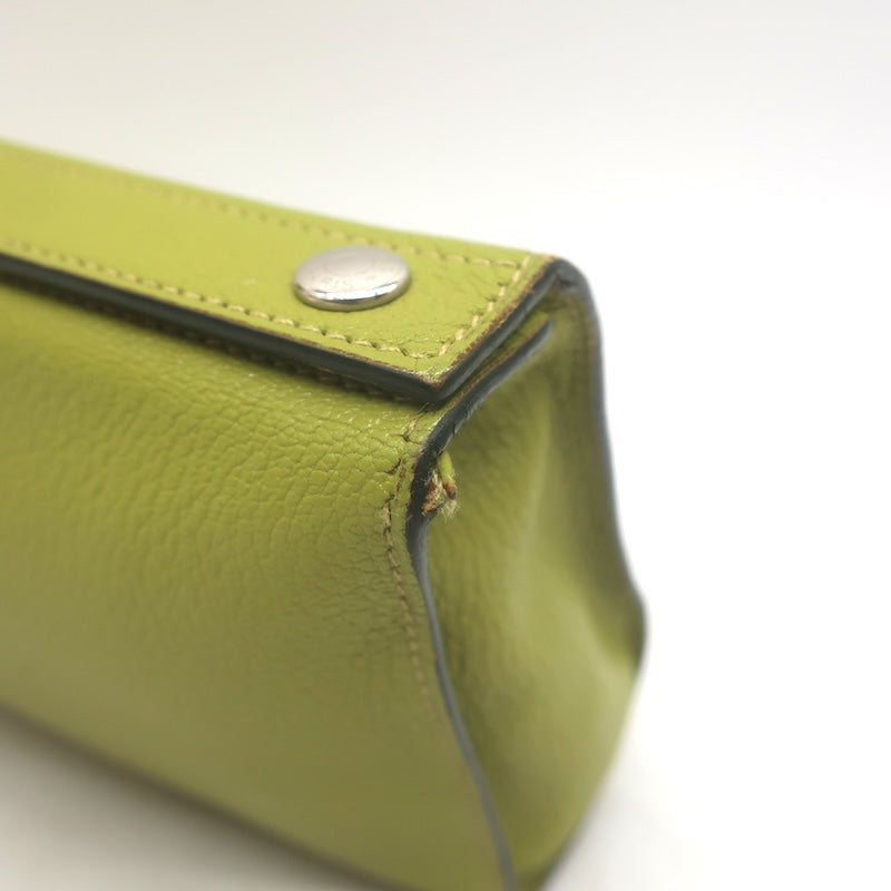 Hermes 2002 Karo GM Pouch Vert Anis Chevre Mysore Leather Cosmetic Bag