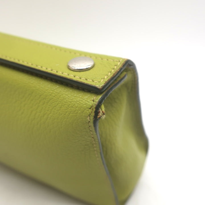 Hermes 2002 Karo GM Pouch Vert Anis Chevre Mysore Leather Cosmetic Bag