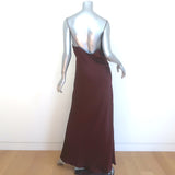 Zara Lace-Trimmed Maxi Slip Dress Burgundy Satin Size Large NEW