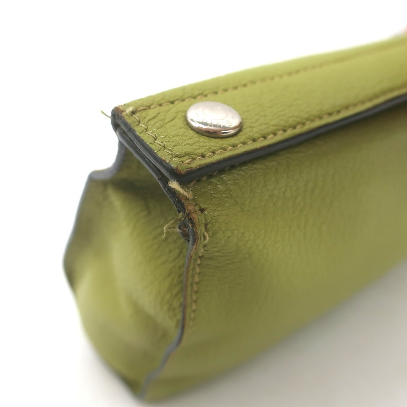 Hermes 2002 Karo GM Pouch Vert Anis Chevre Mysore Leather Cosmetic Bag