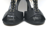 Jimmy Choo Mahine Lace-Up T-Strap Sandals Black Leather Size 37.5