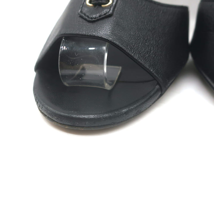 Jimmy Choo Mahine Lace-Up T-Strap Sandals Black Leather Size 37.5