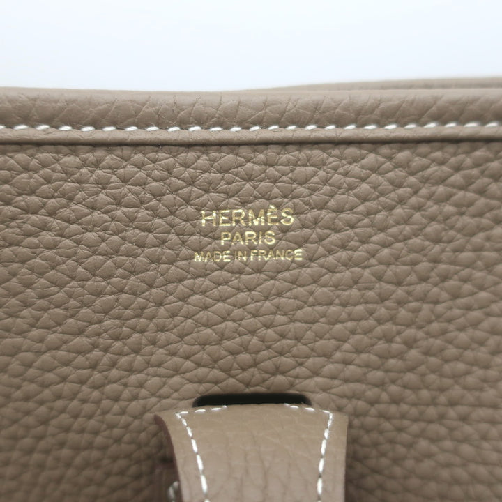 Hermes Evelyne III 29 PM Bag Etoupe Taurillon Clemence Leather Gold Hardware NEW