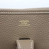 Hermes Evelyne III 29 PM Bag Etoupe Taurillon Clemence Leather Gold Hardware NEW