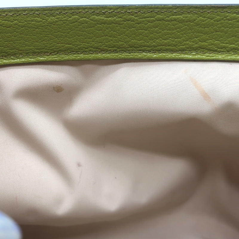 Hermes 2002 Karo GM Pouch Vert Anis Chevre Mysore Leather Cosmetic Bag
