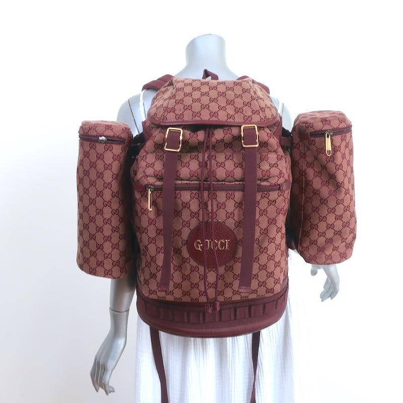 【ルル】Gucci Alpina trekking backpack Pre-Owned Gucci Alpina Trekking Backpack Burgundy GG Canvas