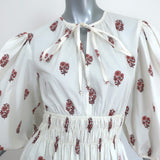 Ciao Lucia Puff Sleeve Midi Dress Georgina White Floral Print Cotton Size Medium