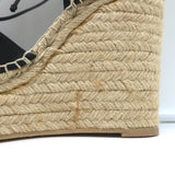 Saint Laurent Platform Espadrille Wedge Sandals Black Leather Size 40