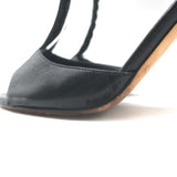 Jimmy Choo Mahine Lace-Up T-Strap Sandals Black Leather Size 37.5