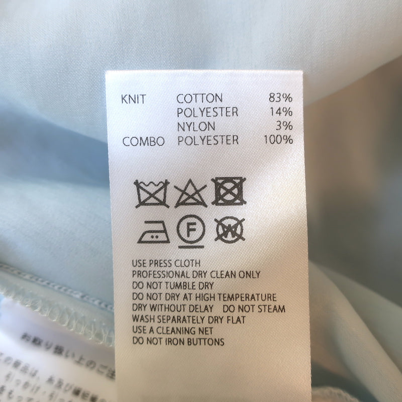 ADEAM Goldfish Mixed-Media Puff Sleeve Top Light Blue Knit &amp; Chiffon Size Medium