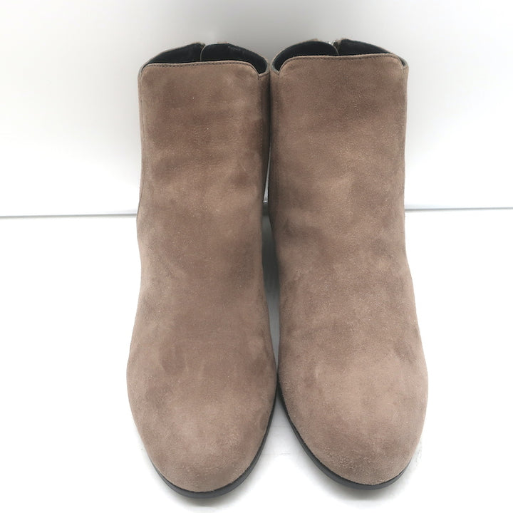 Prada Zip-Back Ankle Boots Taupe Suede Size 38.5