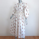 Ciao Lucia Puff Sleeve Midi Dress Georgina White Floral Print Cotton Size Medium