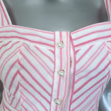 Prabal Gurung Tie-Strap Ruffled Midi Dress Pink/White Striped Cotton Size 6