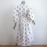 Ciao Lucia Puff Sleeve Midi Dress Georgina White Floral Print Cotton Size Medium