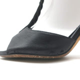 Jimmy Choo Mahine Lace-Up T-Strap Sandals Black Leather Size 37.5