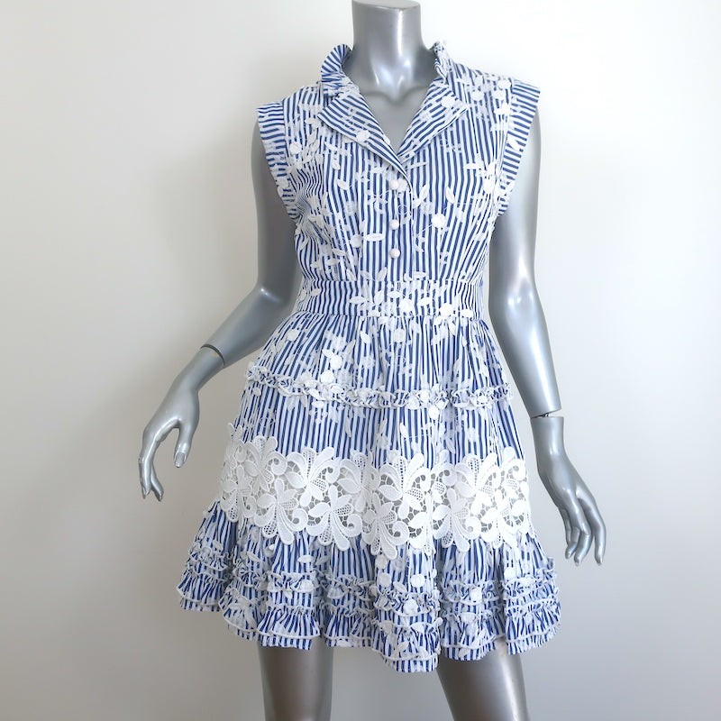Alexis Olya Striped Embroidered Mini Dress Blue/White Size Small – Celebrity Owned