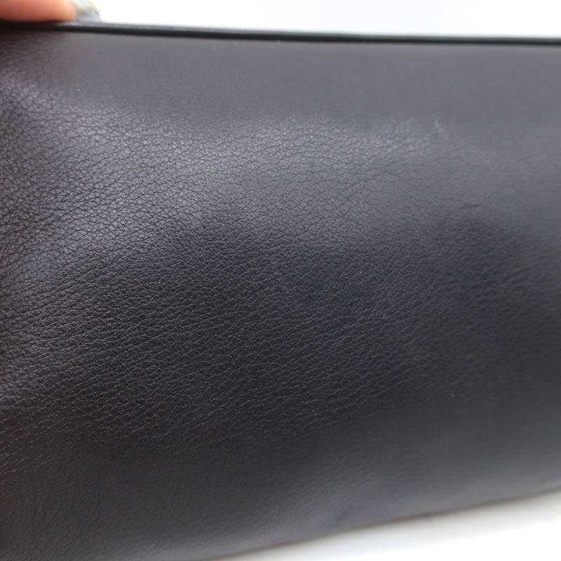 Hermes 2006 Karo GM Pouch Black Swift Leather Cosmetic Bag Palladium Hardware