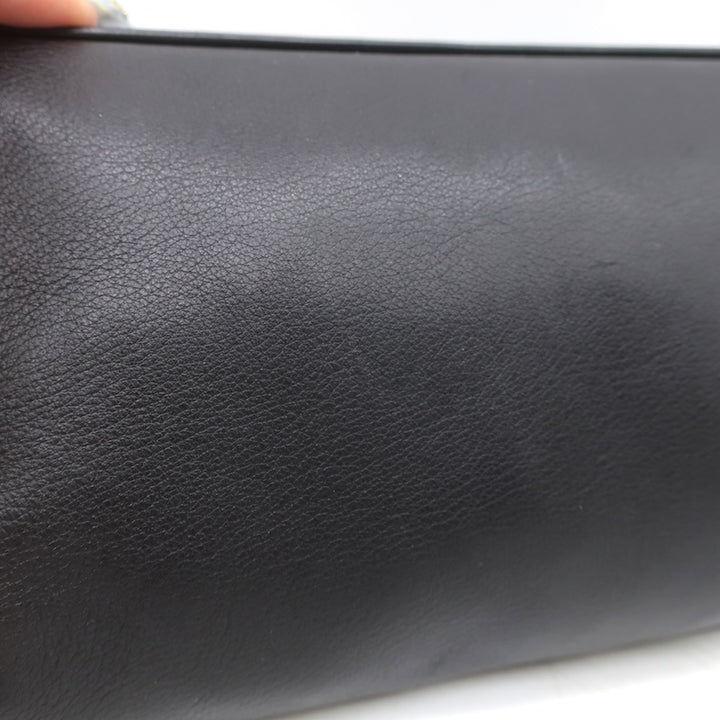 Hermes 2006 Karo GM Pouch Black Swift Leather Cosmetic Bag Palladium Hardware