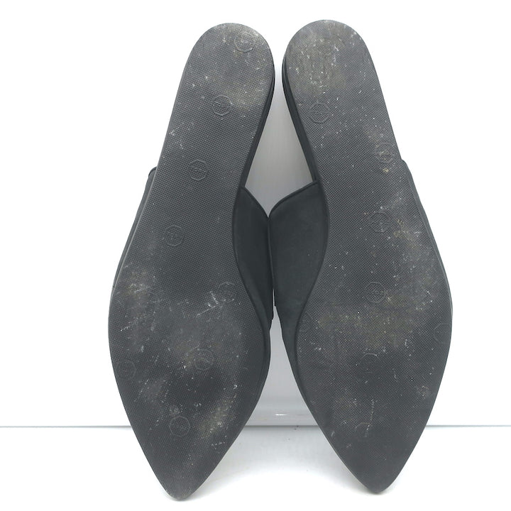 Jenni Kayne Pointed Toe Mules Black Nubuck Leather Size 40