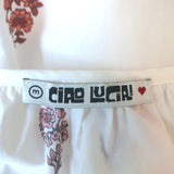 Ciao Lucia Puff Sleeve Midi Dress Georgina White Floral Print Cotton Size Medium